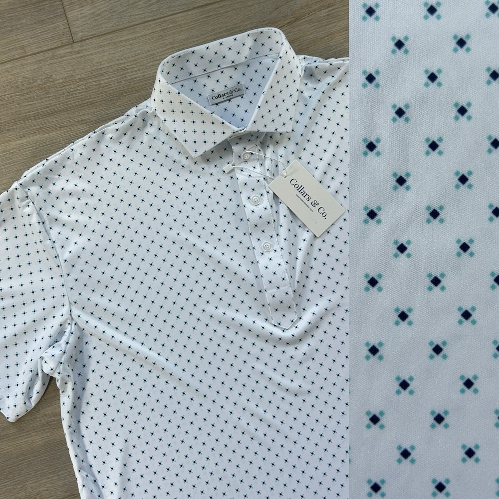 NWT Collars and Co Polo XL Semi-Spread White Pebble 5 Diamond Performance